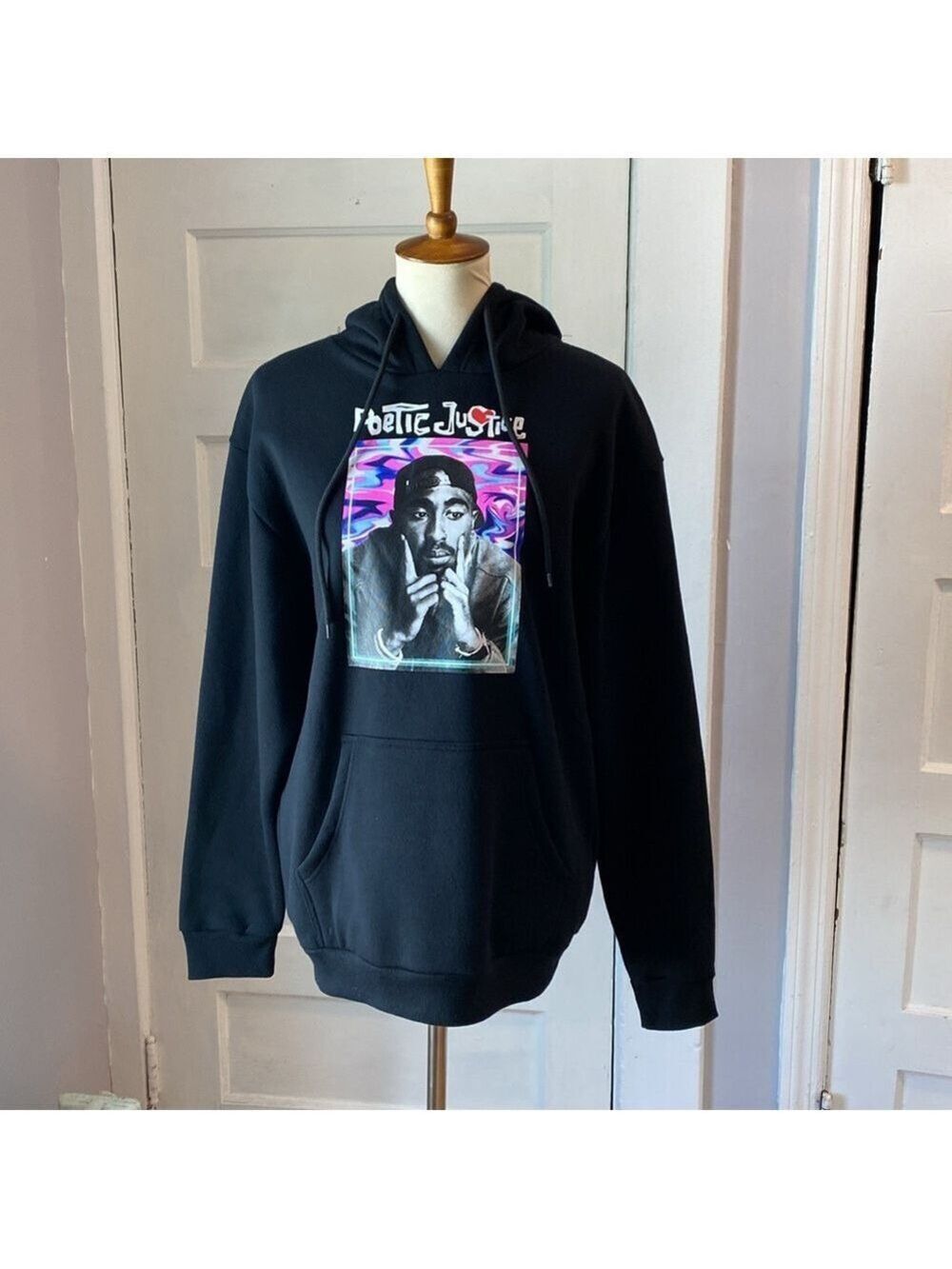 Tupac Poetic Justice Black Hooded Sweatshirt, Size M